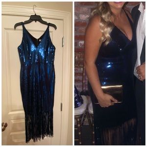 Liquid Sequin dress w/ sequin fringe bottom